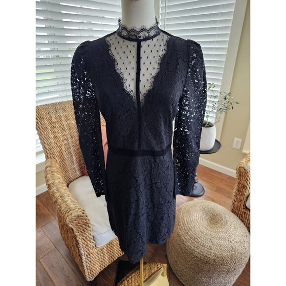 Express Dresses & Skirts - Express Lace Mock Neck Dress Women's Size 6 NWT Black Whimsygoth Cocktail Party